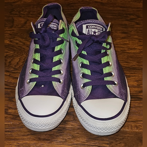 Converse 141295F CT OX Mid RARE Unisex Purple and Green Sneakers - Picture 2 of 4